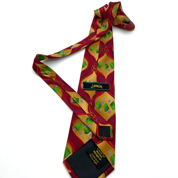 J. Garcia Creme de Menthe Hangover Christmas Ornaments Vintage 100% Silk Tie - Picture 2 of 7